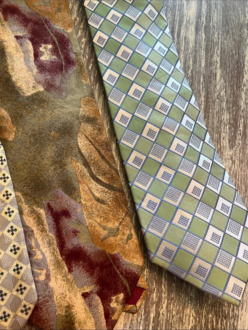 Set of 4 Men's Green Floral Silk Tie - Classic Pattern